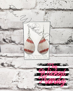 Baseball Ball Mom Mama T-Ball Baseball Season Dangle Earrings Tear Drop Earring Lightweight Earrings