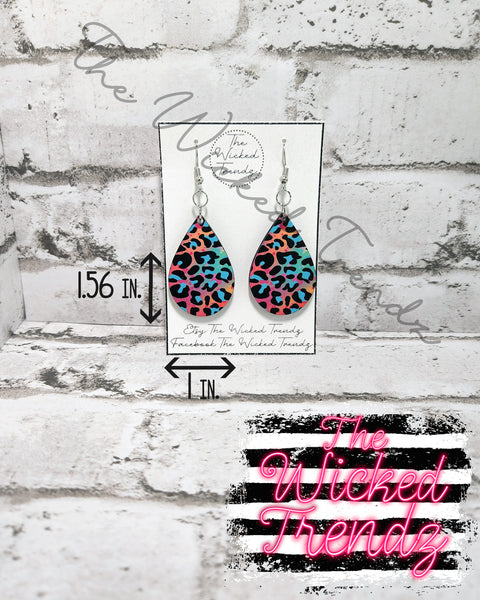 Colorful Leopard Print Dangle Earrings Tear Drop Earring Lightweight Earrings