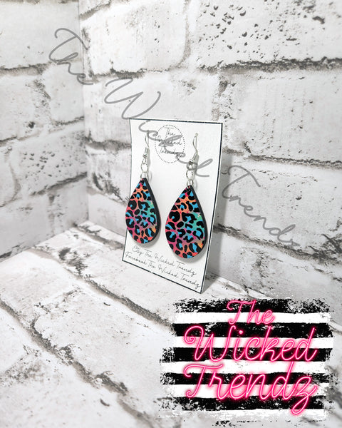 Colorful Leopard Print Dangle Earrings Tear Drop Earring Lightweight Earrings