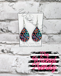 Colorful Leopard Print Dangle Earrings Tear Drop Earring Lightweight Earrings