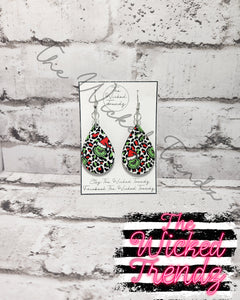 Grinch Santa Christmas Dangle Earrings Tear Drop Earring Lightweight Earring