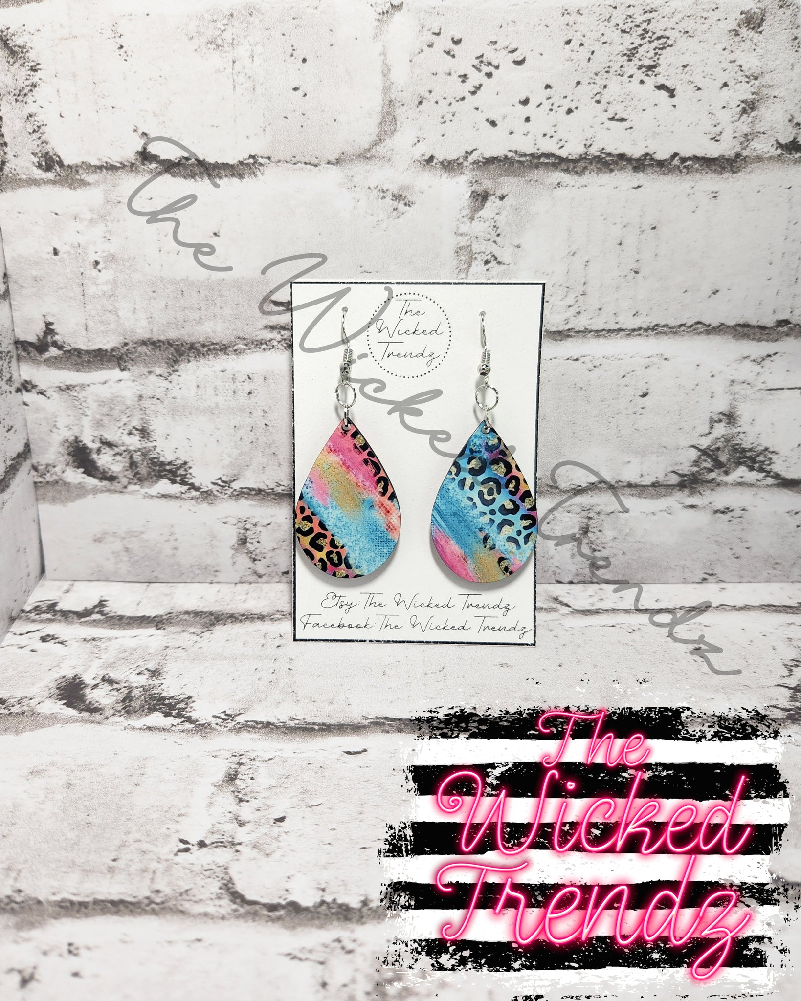 Colorful Glitter Leopard Print Dangle Earrings Tear Drop Earring Lightweight Earrings