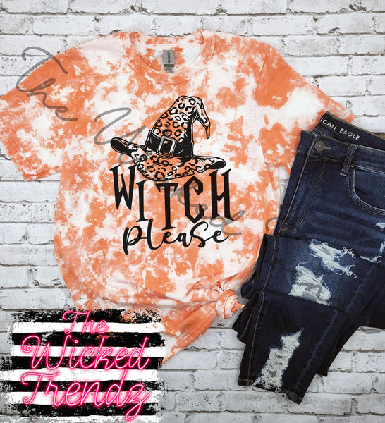 Witch Please Halloween Shirt Witch Hat Acid Washed Shirt Tee Distressed T-Shirt