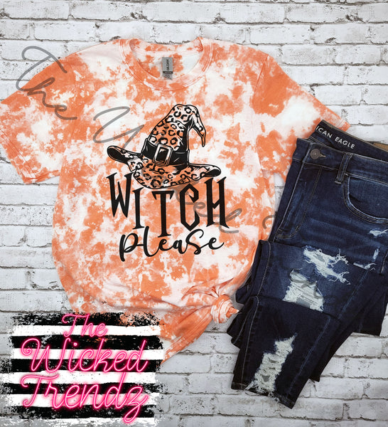 Witch Please Halloween Shirt Witch Hat Acid Washed Shirt Tee Distressed T-Shirt