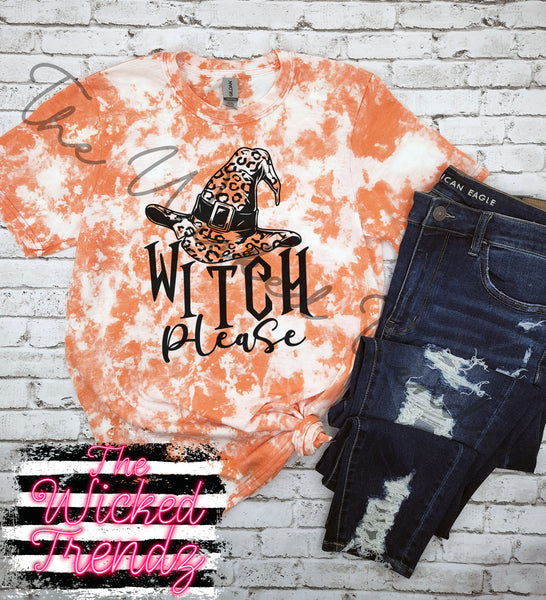 Witch Please Halloween Shirt Witch Hat Acid Washed Shirt Tee Distressed T-Shirt